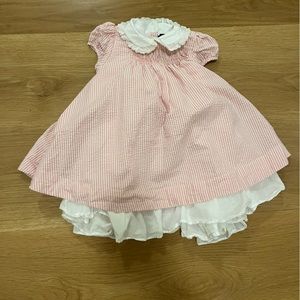 Ralph Lauren Seersucker Dress. Pink and white. 12 months. Perfect for Spring!
